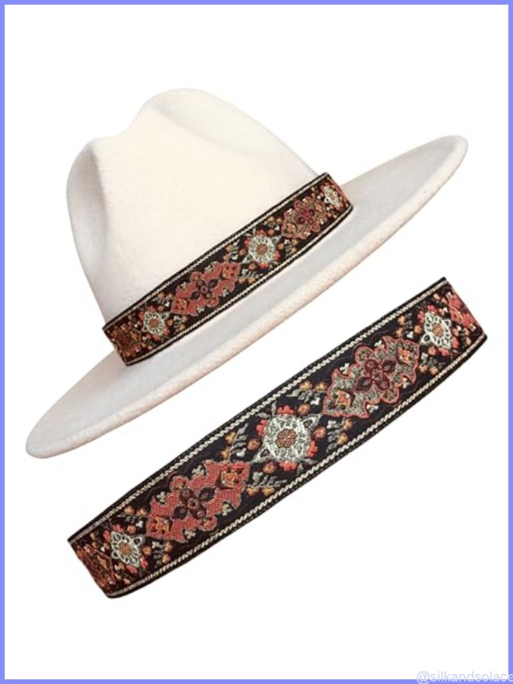 Handmade Jacquard Ribbon Hat Band for Cowboy Fedora Sun Hats